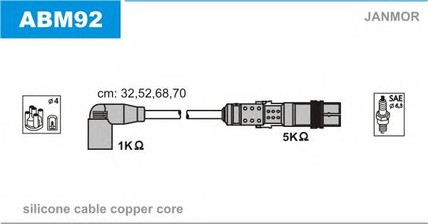 JANMOR ABM92 Комплект проводов зажигани