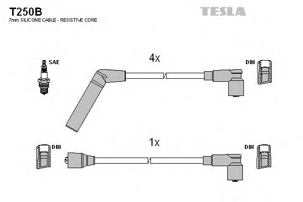 TESLA T250B Комплект дротів запалюванн... TESLA T250B Комплект дротів запалюванн...