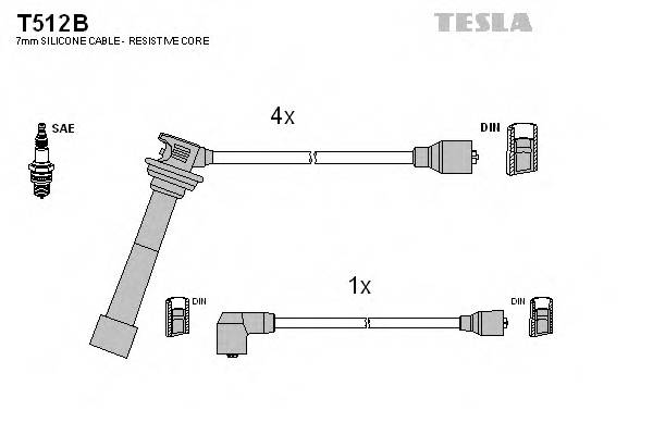 TESLA T512B Комплект дротів запалюванн... TESLA T512B Комплект дротів запалюванн...