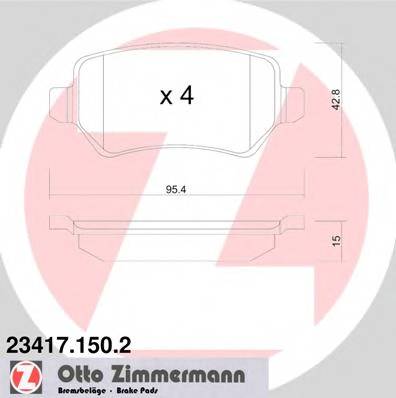 ZIMMERMANN 23417.150.2 Комплект гальмівних колодо...
