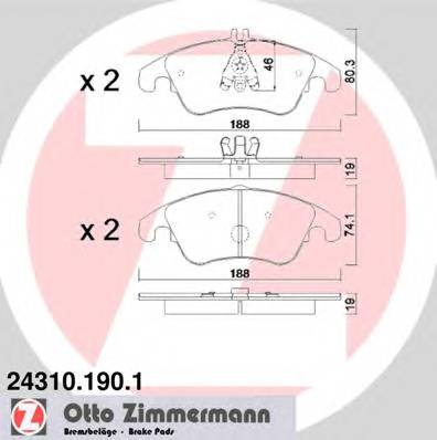 ZIMMERMANN 24310.190.1 Комплект гальмівних колодо...