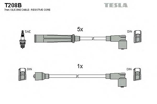 TESLA T208B Комплект проводов зажигани... TESLA T208B Комплект проводов зажигани...
