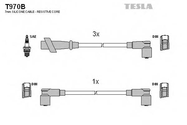 TESLA T970B Комплект проводов зажигани... TESLA T970B Комплект проводов зажигани...
