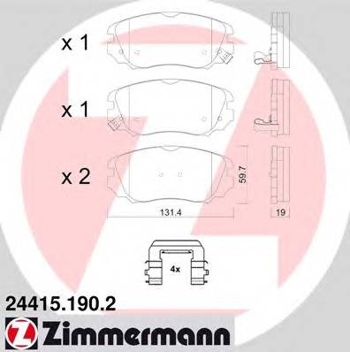 ZIMMERMANN 24415.190.2 Комплект гальмівних колодо... ZIMMERMANN 24415.190.2 Комплект гальмівних колодо...