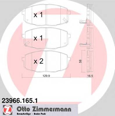 ZIMMERMANN 23966.165.1 Комплект гальмівних колодо... ZIMMERMANN 23966.165.1 Комплект гальмівних колодо...