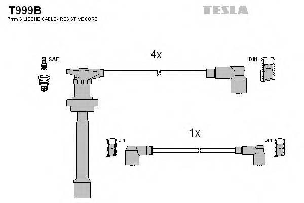 TESLA T999B Комплект дротів запалюванн... TESLA T999B Комплект дротів запалюванн...