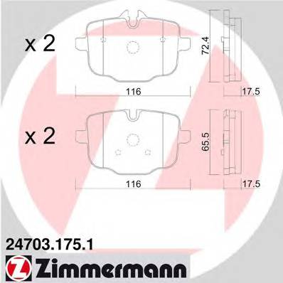 ZIMMERMANN 24703.175.1 Комплект тормозных колодок... ZIMMERMANN 24703.175.1 Комплект тормозных колодок...
