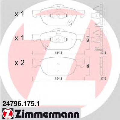 ZIMMERMANN 24796.175.1 Комплект тормозных колодок... ZIMMERMANN 24796.175.1 Комплект тормозных колодок...
