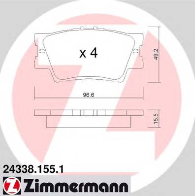 ZIMMERMANN 24338.155.1 Комплект гальмівних колодо... ZIMMERMANN 24338.155.1 Комплект гальмівних колодо...