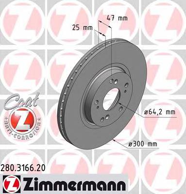 ZIMMERMANN 280.3166.20 Диск гальмівний ZIMMERMANN 280.3166.20 Диск гальмівний