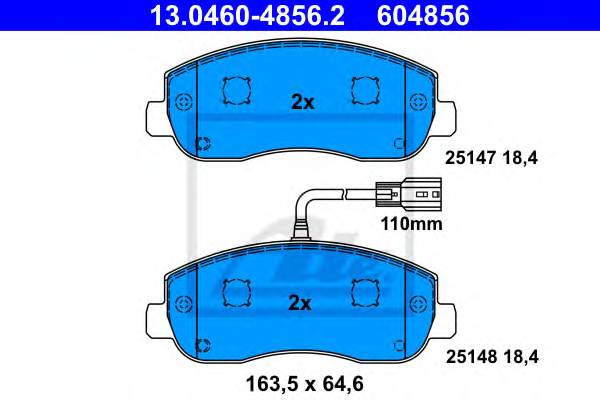 ATE 13.0460-4856.2 Комплект тормозных колодок...
