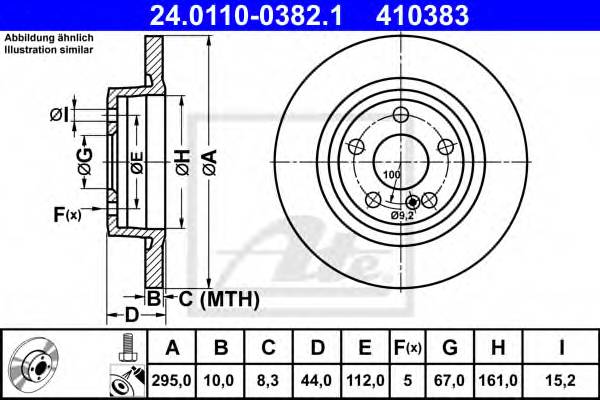 ATE 24011003821 TARCZA HAMULC. MERCEDES W246 B-KLASA  11- TYL