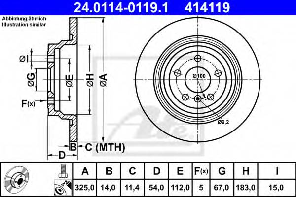 ATE 24011401191 TARCZA HAMULC. MERCEDES W166 M-KLASA  11- TYL
