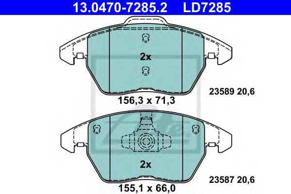 ATE 13047072852 KLOCKI HAMULC. VW JETTA  11- PRZOD ATE 13047072852 KLOCKI HAMULC. VW JETTA  11- PRZOD