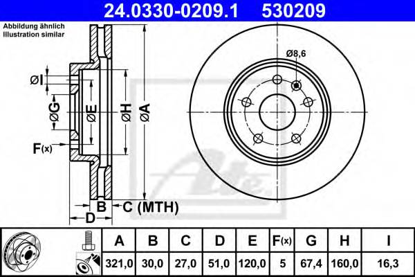 ATE 24033002091 TARCZA HAMULC. OPEL INSIGNIA  08- PRZOD KOLA 17