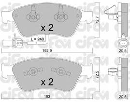 CIFAM 822-662-0 Комплект тормозных колодок... CIFAM 822-662-0 Комплект тормозных колодок...