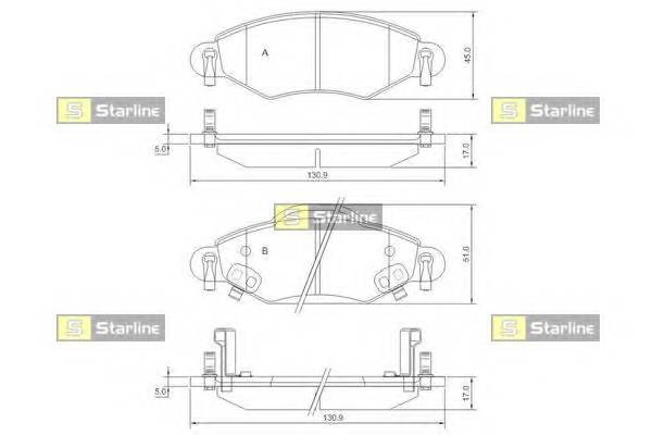 STARLINE BD S828P Гальмiвнi колодки, к-кт. STARLINE BD S828P Гальмiвнi колодки, к-кт.