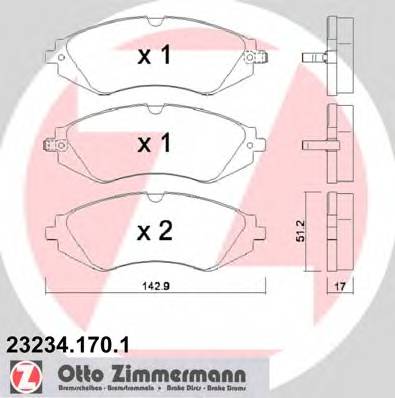 ZIMMERMANN 23234.170.1 Комплект гальмівних колодо... ZIMMERMANN 23234.170.1 Комплект гальмівних колодо...