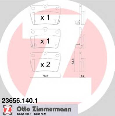 ZIMMERMANN 23656.140.1 Комплект гальмівних колодо...
