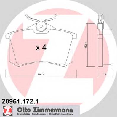 ZIMMERMANN 20961.172.1 Комплект тормозных колодок