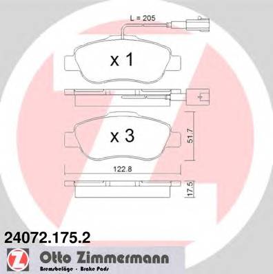 ZIMMERMANN 24072.175.2 Комплект тормозных колодок