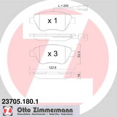 ZIMMERMANN 23705.180.1 Комплект тормозных колодок