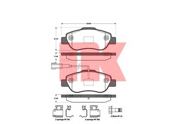 NK 222384 Комплект тормозных колодок... NK 222384 Комплект тормозных колодок...