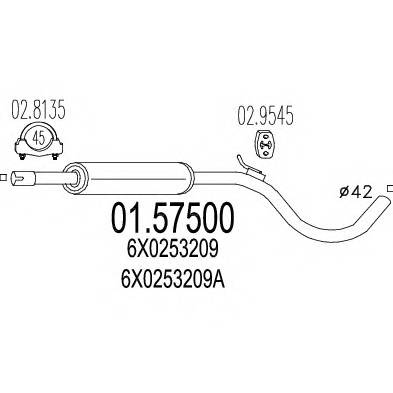 MTS 01.57500 Средний глушитель выхлопны