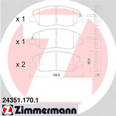 ZIMMERMANN 24351.170.1 Комплект тормозных колодок... ZIMMERMANN 24351.170.1 Комплект тормозных колодок...