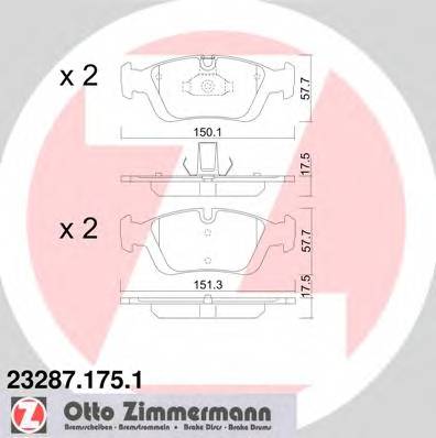 ZIMMERMANN 23287.175.1 Комплект тормозных колодок