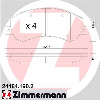 ZIMMERMANN 24484.190.2 Комплект тормозных колодок