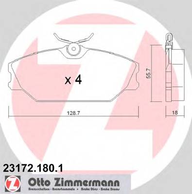 ZIMMERMANN 23172.180.1 Комплект тормозных колодок...