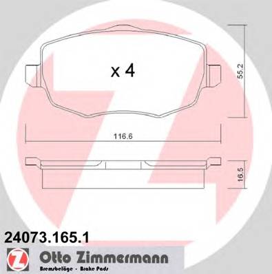 ZIMMERMANN 24073.165.1 Комплект тормозных колодок