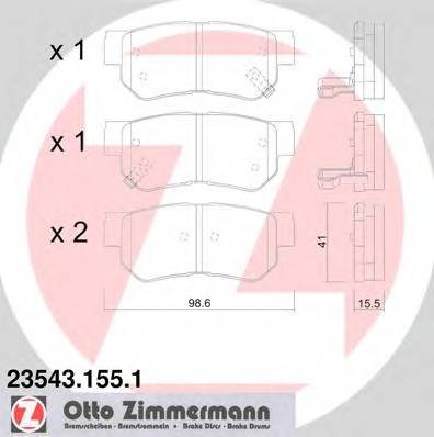 ZIMMERMANN 23543.155.1 Комплект тормозных колодок... ZIMMERMANN 23543.155.1 Комплект тормозных колодок...