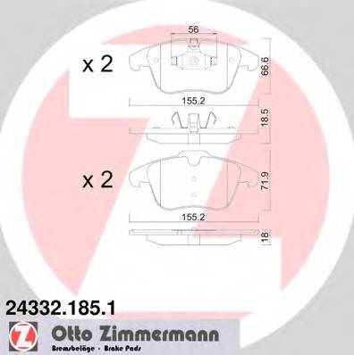 ZIMMERMANN 24332.185.1 Комплект тормозных колодок