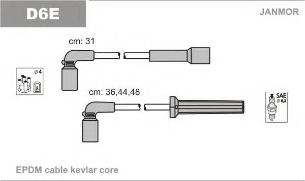 JANMOR D6E Комплект проводов зажигани