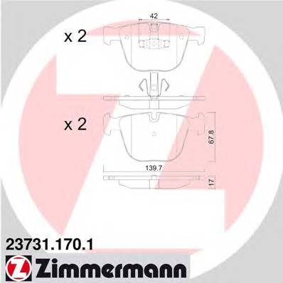 ZIMMERMANN 23731.170.1 Комплект гальмівних колодо... ZIMMERMANN 23731.170.1 Комплект гальмівних колодо...