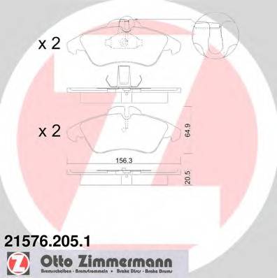 ZIMMERMANN 21576.205.1 Комплект тормозных колодок