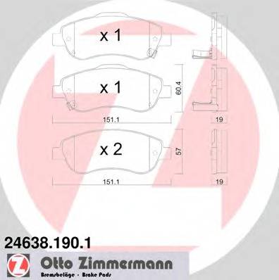 ZIMMERMANN 24638.190.1 Комплект тормозных колодок