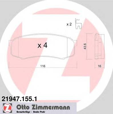 ZIMMERMANN 21947.155.1 Комплект гальмівних колодо... ZIMMERMANN 21947.155.1 Комплект гальмівних колодо...