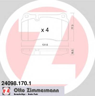 ZIMMERMANN 24098.170.1 Комплект гальмівних колодо... ZIMMERMANN 24098.170.1 Комплект гальмівних колодо...