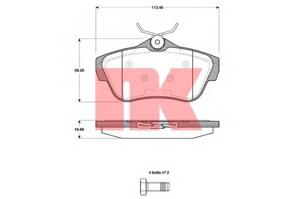 NK 221964 Комплект гальмівних колодо...