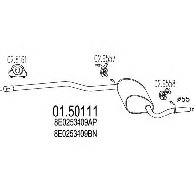 MTS 01.50111 Средний глушитель выхлопны...