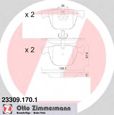 ZIMMERMANN 23309.170.1 Комплект тормозных колодок