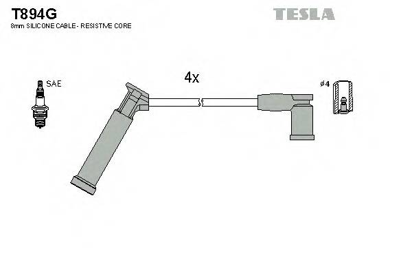 TESLA T894G Комплект проводов зажигани... TESLA T894G Комплект проводов зажигани...