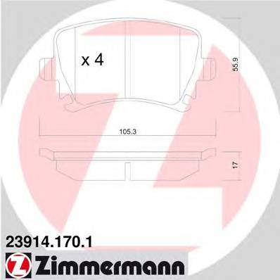 ZIMMERMANN 23914.170.1 Комплект тормозных колодок