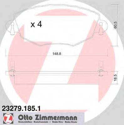 ZIMMERMANN 23279.185.1 Комплект гальмівних колодо...
