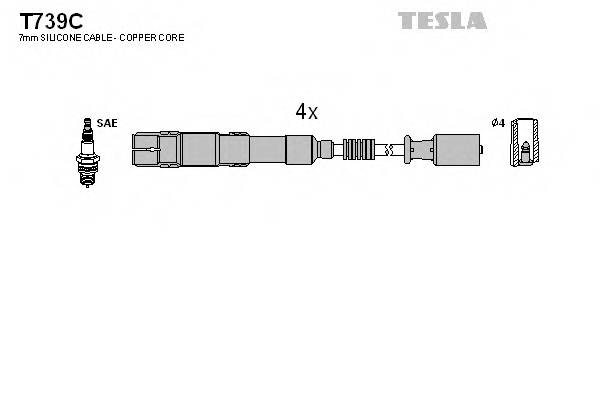 TESLA T739C Комплект дротів запалюванн... TESLA T739C Комплект дротів запалюванн...