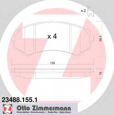 ZIMMERMANN 23488.155.1 Комплект тормозных колодок