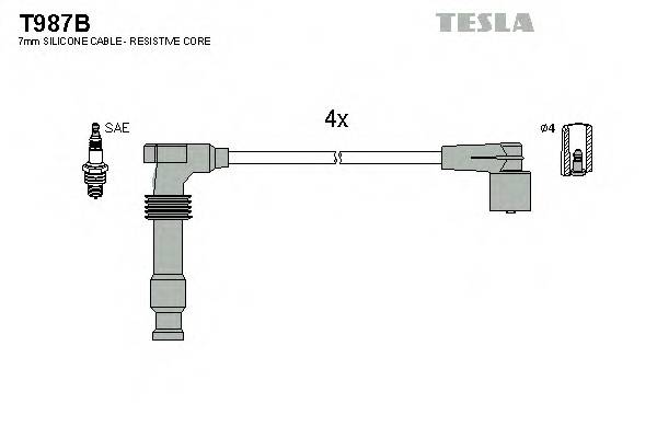 TESLA T987B Комплект проводов зажигани... TESLA T987B Комплект проводов зажигани...